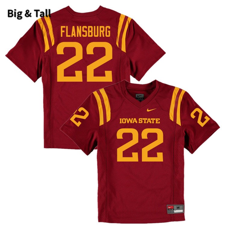 Iowa State Cyclones Men's #22 Coal Flansburg Nike NCAA Authentic Cardinal Big & Tall College Stitched Football Jersey ZT42M76FR